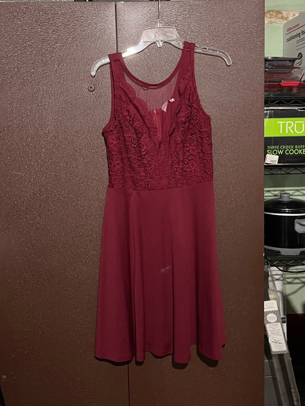 Grace Karin Burgundy Lace Bodice Sleeveless Mini Dress